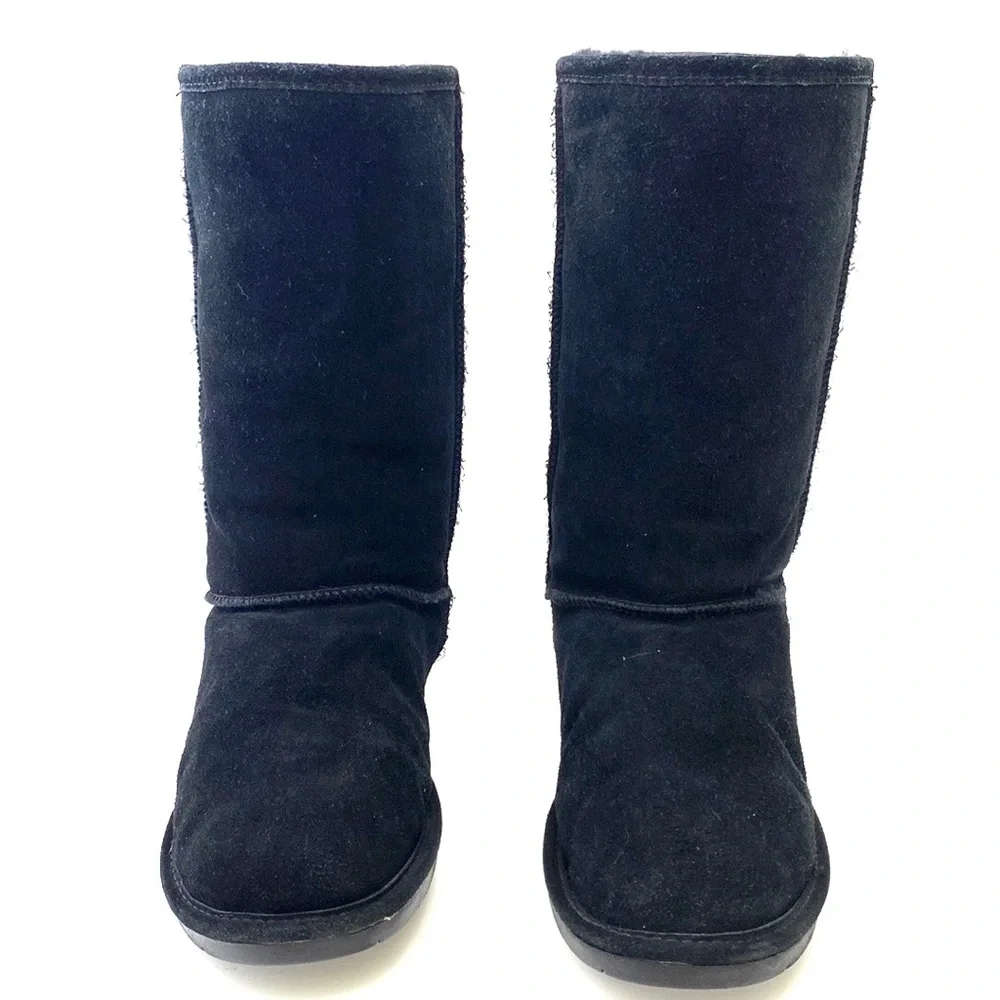 BearPaw Women’s Black Emma Tall Suede/Sheepskin Boot